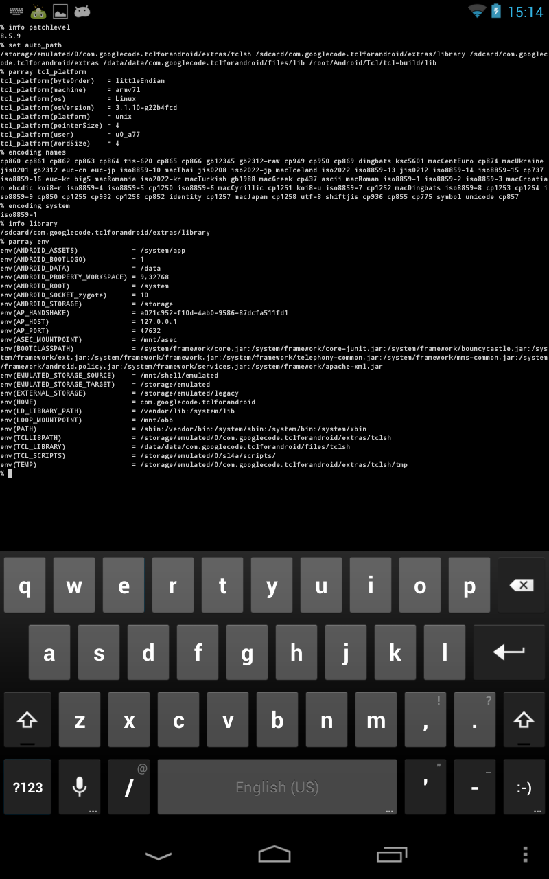 Tcl for Android on SL4A